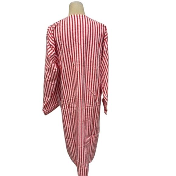 "Botany 500" Red & White Striped Flannel Christmas Night Shirt VTG SZ S/M Unisex - Picture 5 of 11